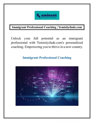 Immigrant Professional Coaching | Yemisiiyilade.com