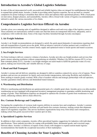 introduction to aerodoc s global logistics
