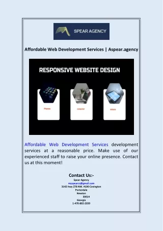 Affordable Web Development Services  Aspear.agency