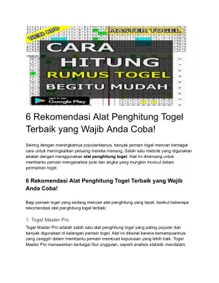 6 Rekomendasi Alat Penghitung Togel Terbaik yang Wajib Anda Coba!