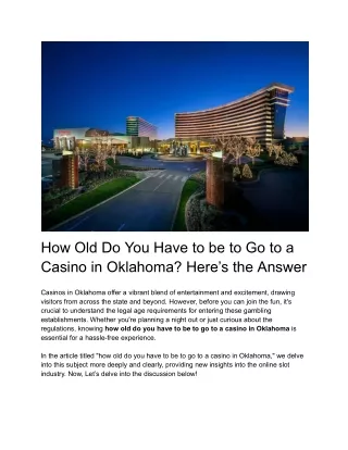 How Old Do You Have to be to Go to a Casino in Oklahoma_ Here’s the Answer