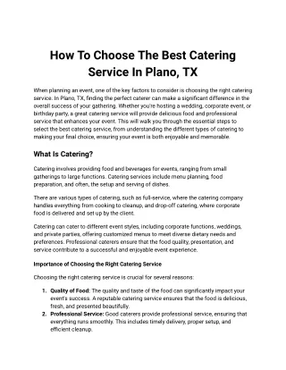 How To Choose The Best Catering Service In  Plano, TX