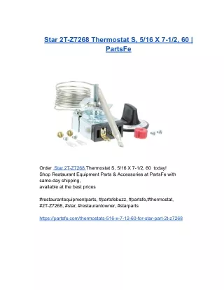 Star 2T-Z7268 Thermostat S, 5_16 X 7-1_2, 60 _ PartsFe