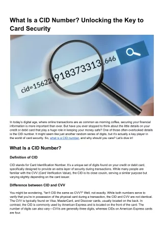 What Is a CID Number