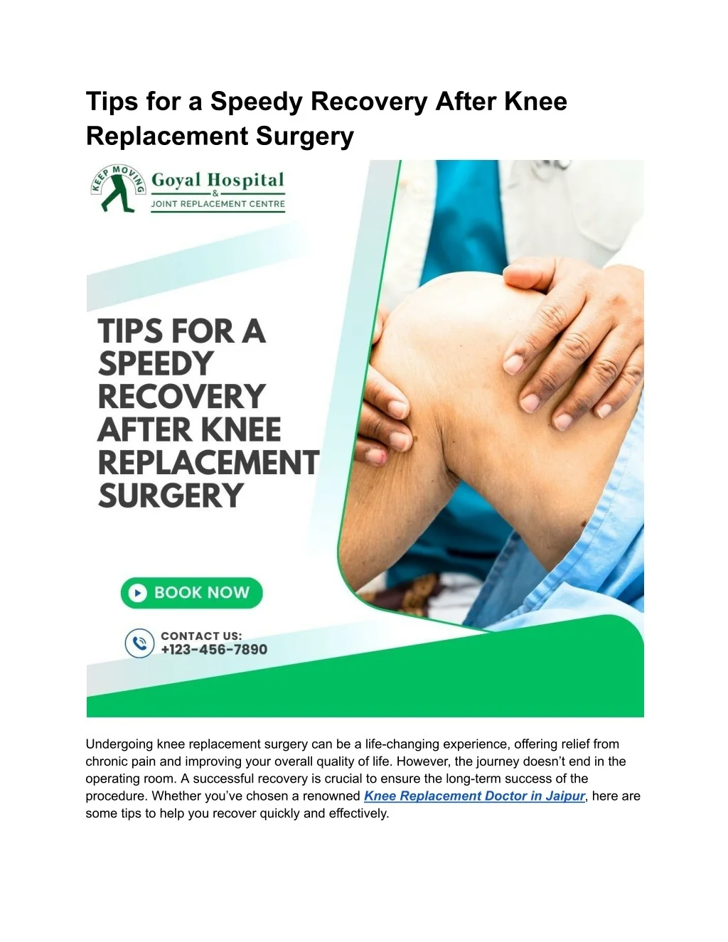 PPT - Tips for a Speedy Recovery After Knee Replacement Surgery ...