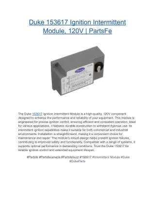 Duke 153617 Ignition Intermittent Module, 120V _ PartsFe