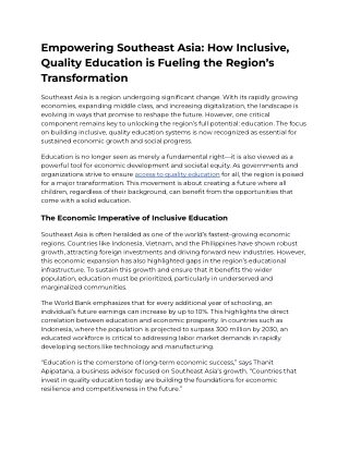 Empowering Southeast Asia_ How Inclusive, Quality Education is Fueling the Region’s Transformation