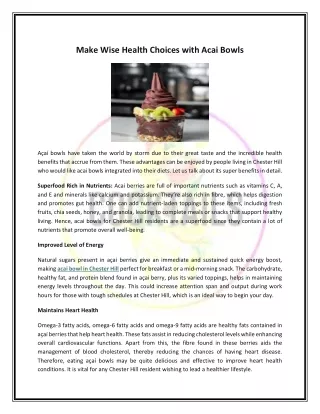 make wise health choices with acai bowls