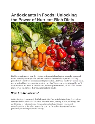 antioxidants in foods unlocking the power