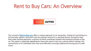 Rent to Buy Cars An Overview