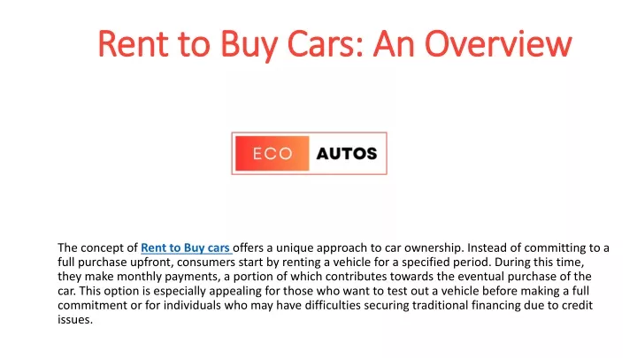 rent to buy cars an overview