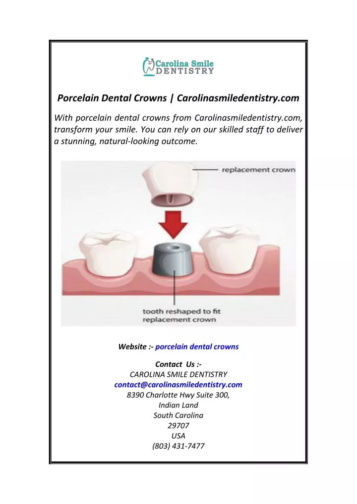 porcelain dental crowns carolinasmiledentistry com