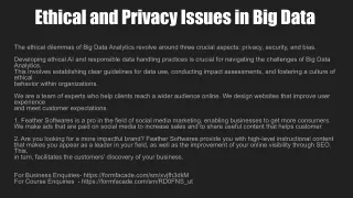 Ethical and Privacy Issues in Big Data