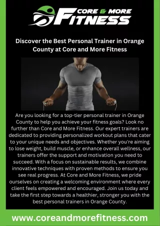 Discover the Best Personal Trainer in Orange County at Core and More Fitness