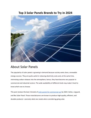 Top 3 Solar Panels Brands to Try in 2024