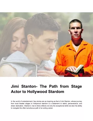 Jimi Stanton- The Path from Stage Actor to Hollywood Stardom