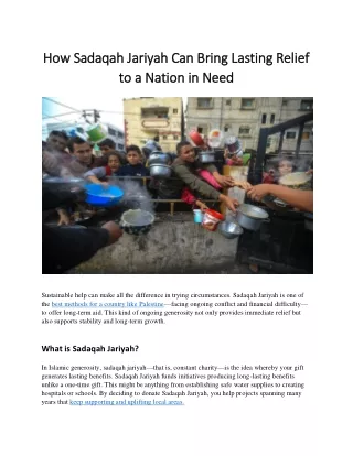 How Sadaqah Jariyah Can Bring Lasting Relief to a Nation in Need (1)