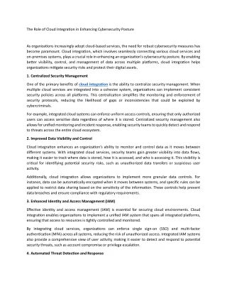 the role of cloud integration in enhancing
