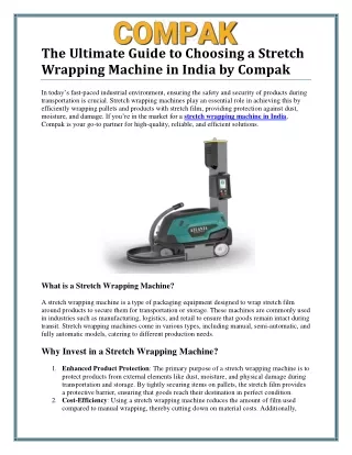 High-Quality Stretch Wrapping Machine in India