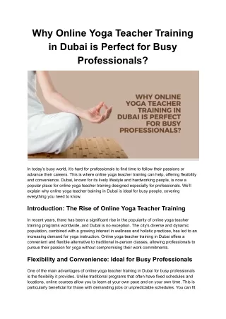 Why Online Yoga Teacher Training in Dubai is Perfect for Busy Professionals_