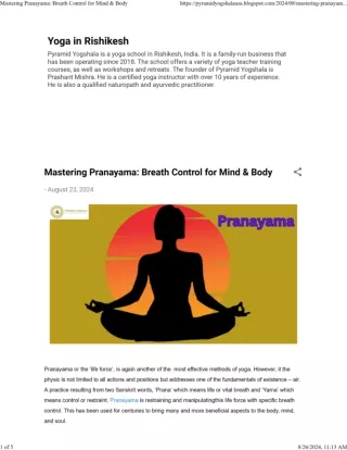 "Pranayama: Harnessing Breath for Inner Peace and Vitality"