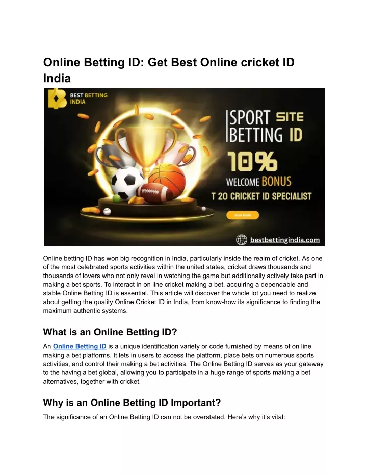 online betting id get best online cricket id india