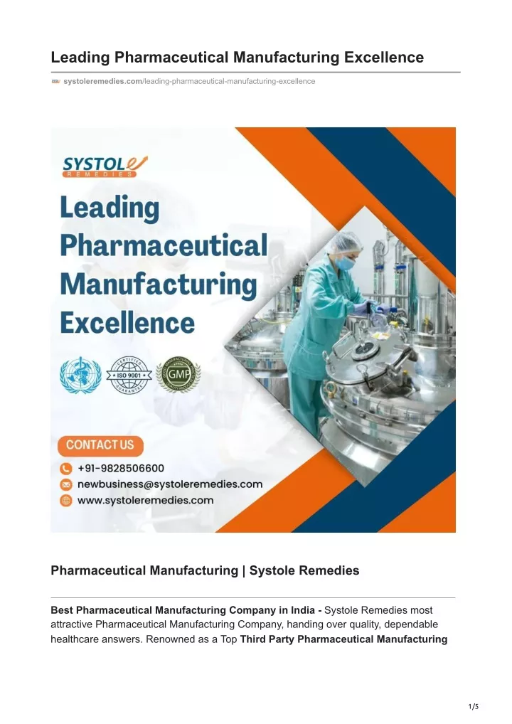 leading pharmaceutical manufacturing excellence