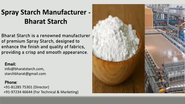 spray starch manufacturer bharat starch