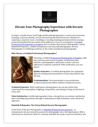 Hire the Professional Photographers in Banglore