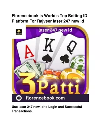 Florencebook is World's Top Betting ID Platform For Rajveer laser 247 new id
