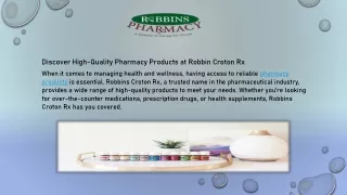 Discover High-Quality Pharmacy Products at Robbin Croton Rx