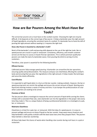 How are Bar Pourers Among the Must-Have Bar Tools?