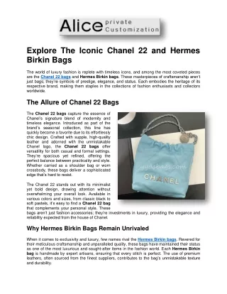 Explore The Iconic Chanel 22 and Hermes Birkin Bags