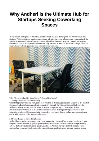 coworking space for startups andheri