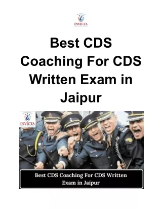 Best CDS Coaching For CDS Written Exam in Jaipur