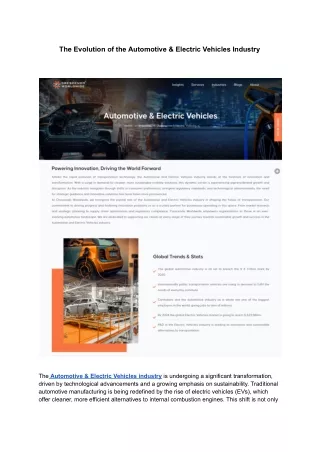 The Evolution of the Automotive & Electric Vehicles Industry