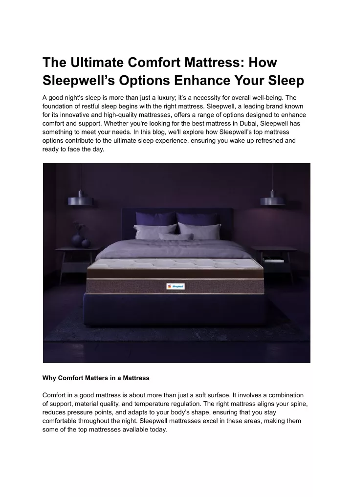 the ultimate comfort mattress how sleepwell