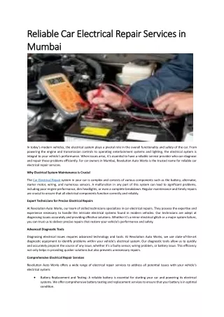 Reliable Car Electrical Repair Services in Mumbai