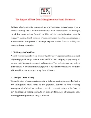 The Impact of Poor Debt Management on Small Businesses
