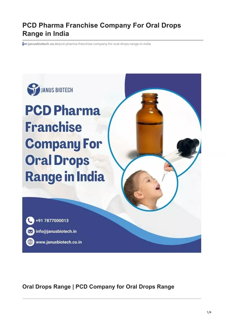 pcd pharma franchise company for oral drops range