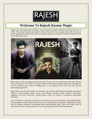 Welcome To Rajesh Kumar Magic
