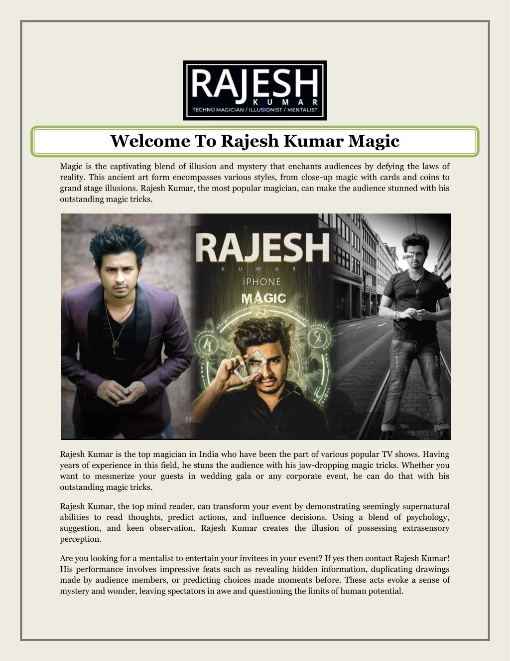 PPT - Welcome To Rajesh Kumar Magic PowerPoint Presentation, free ...