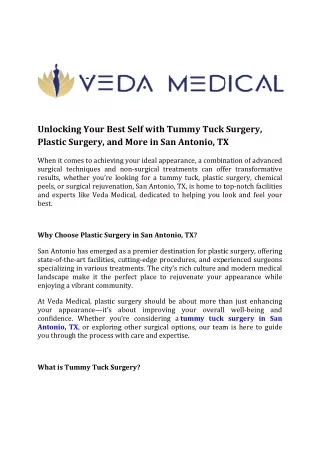 Unlocking Your Best Self with Tummy Tuck Surgery, Plastic Surgery, and More in San Antonio, TX