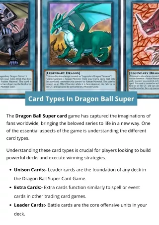 Card Types In Dragon Ball Super