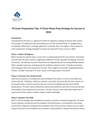 PE Exam Preparation Tips A Three-Phase Prep Strategy for Success in 2024