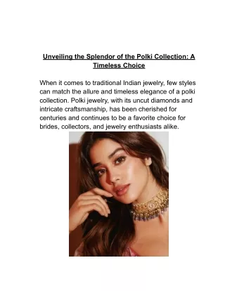 Unveiling the Splendor of Polki Collection: A Timeless Choice
