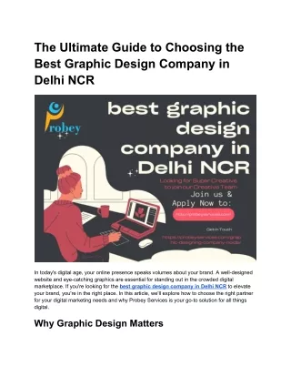 The Ultimate Guide to Choosing the Best Graphic Design Company in Delhi NCR