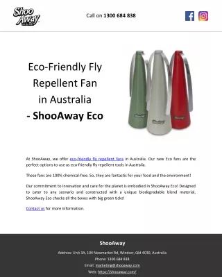 Eco-Friendly Fly Repellent Fan in Australia - ShooAway Eco