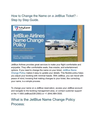 How to Change the Name on a JetBlue Ticket? | Call  1 (844) 884-3555