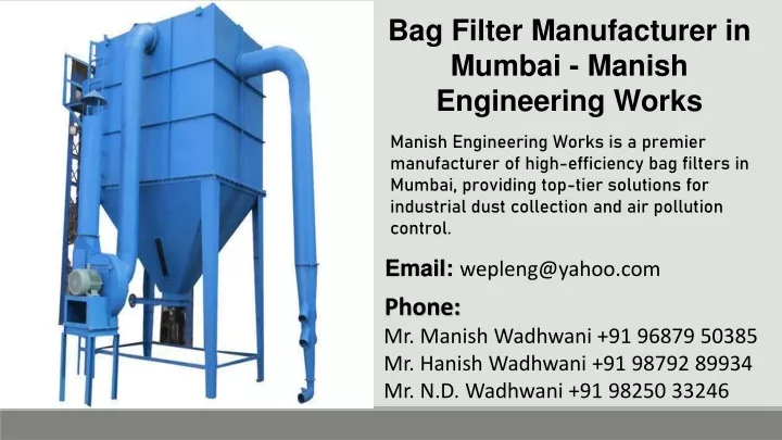 bag filter manufacturer in mumbai manish